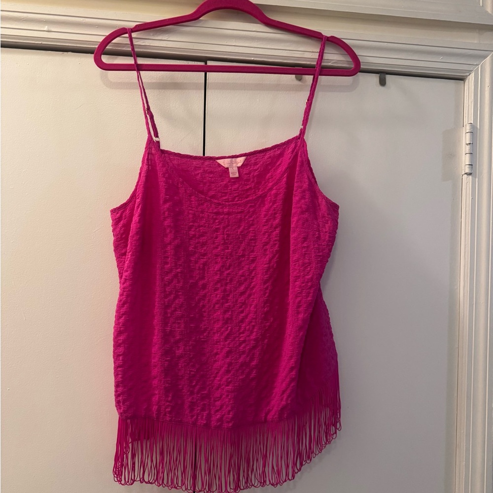 Lilly Pulitzer Vibrant Pink Fringe Camisole